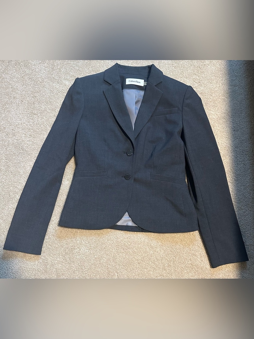 Calvin Klein Women’s Dark Gray Tailored Two-Button Blazer